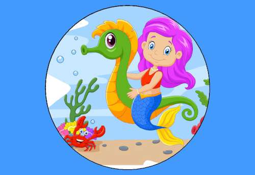 Mermaid and Seahorse Edible Icing Image - Click Image to Close
